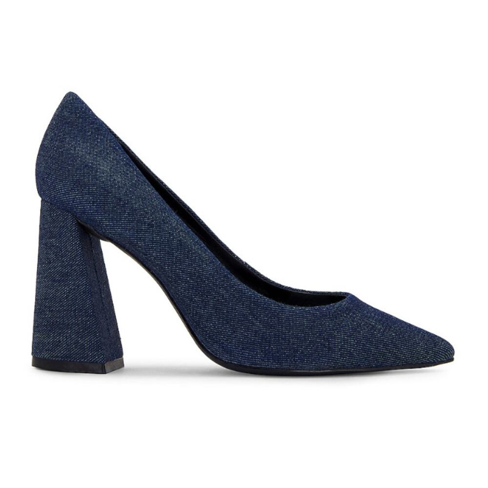 NEW BLACK SUEDE STUDIO Dylan Dark Denim Block Heel Pumps Size 8.5